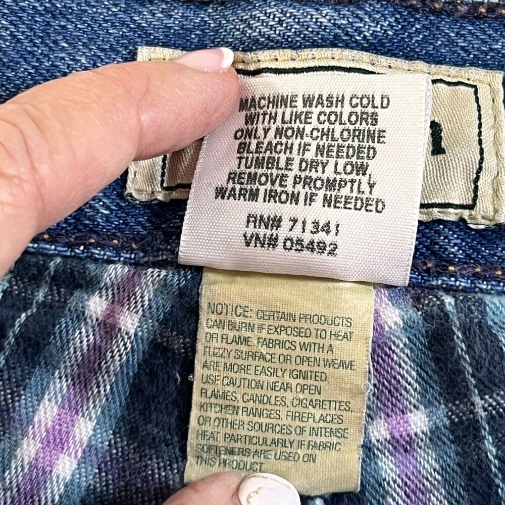 LL Bean Womens Blue Jeans Plaid Lined 14 MT Plaid Lined Original Fit Work Wear - Picture 11 of 14